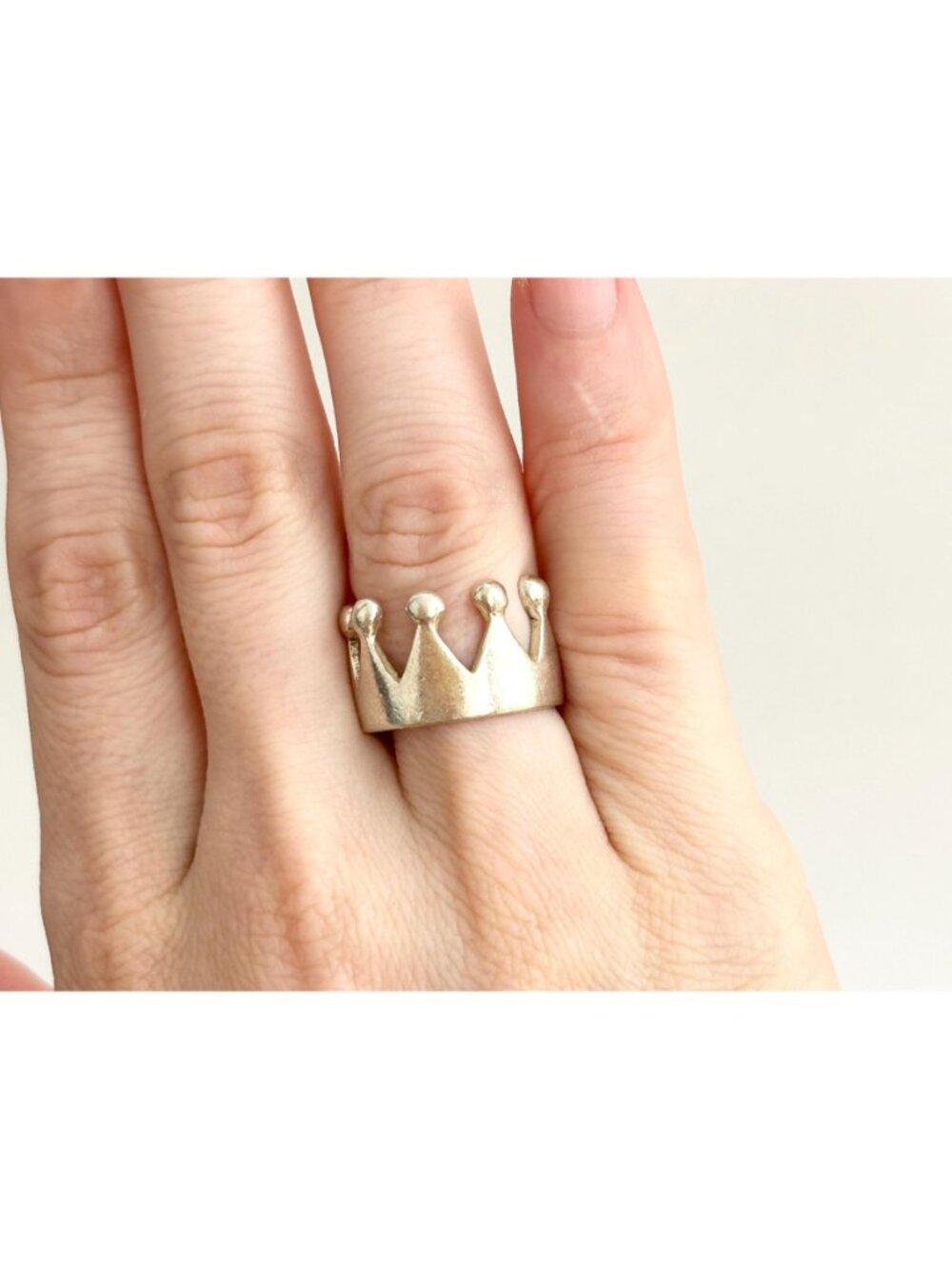 Crown Shaped Polished Bright Minimalist Sterling Silver 925 Vintage Ring - sz 6 - Picture 13 of 14